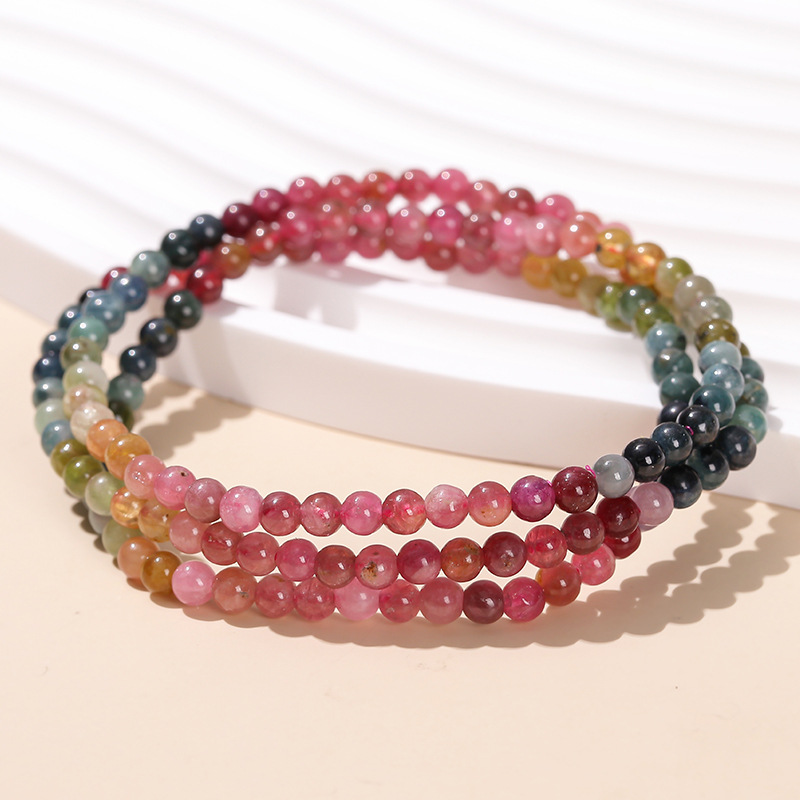 Rainbow Tourmaline Triple-Wrap Bracelet flat lay detail thumbnail