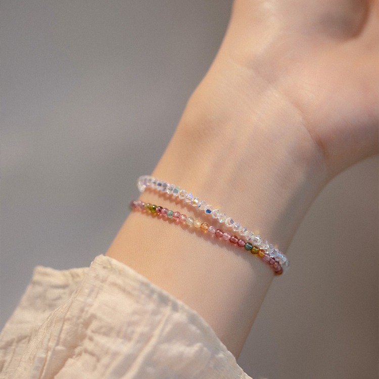 Fine Rainbow Tourmaline Bracelet flat lay detail thumbnail