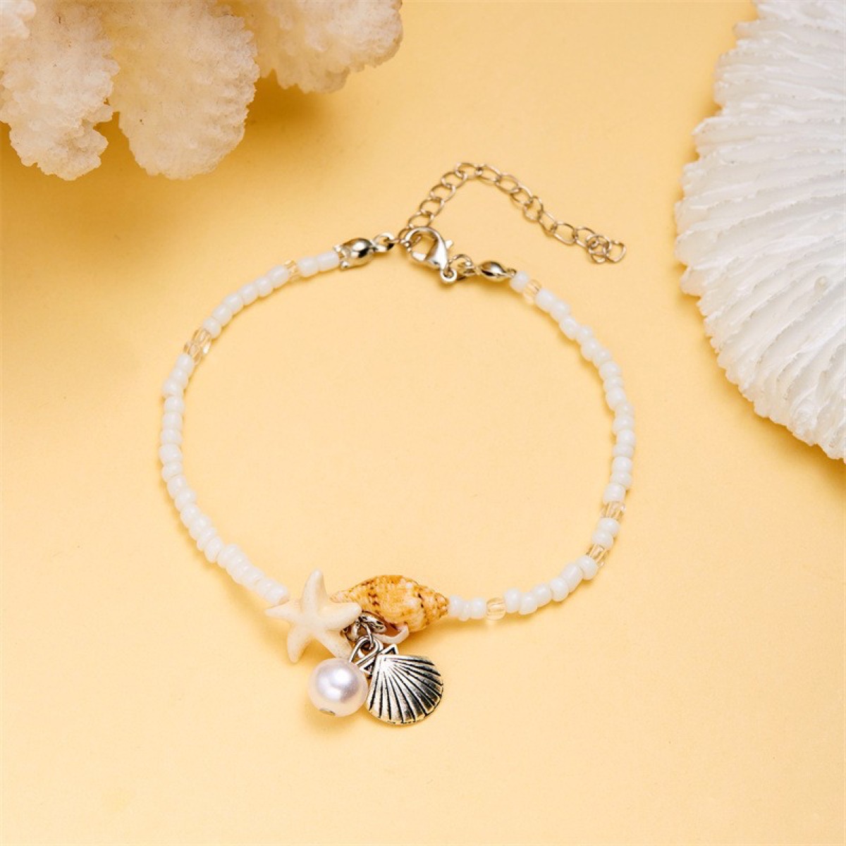 Seaside Shell Starfish Bracelet close bead detail thumbnail