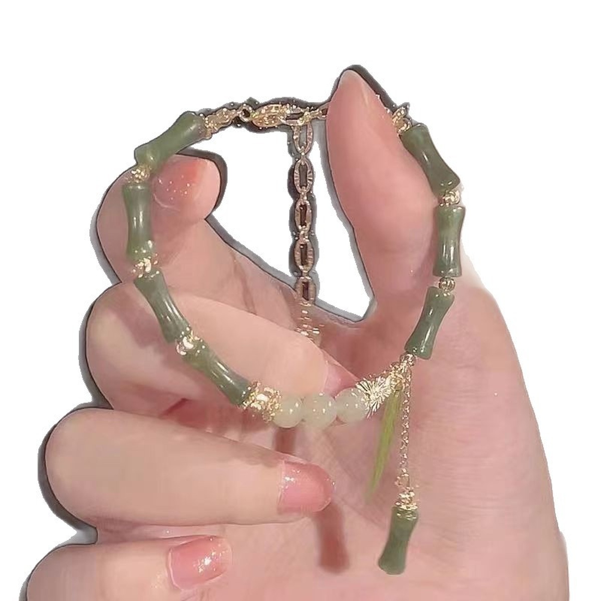 Green Bamboo Butterfly Bracelet flat lay detail thumbnail