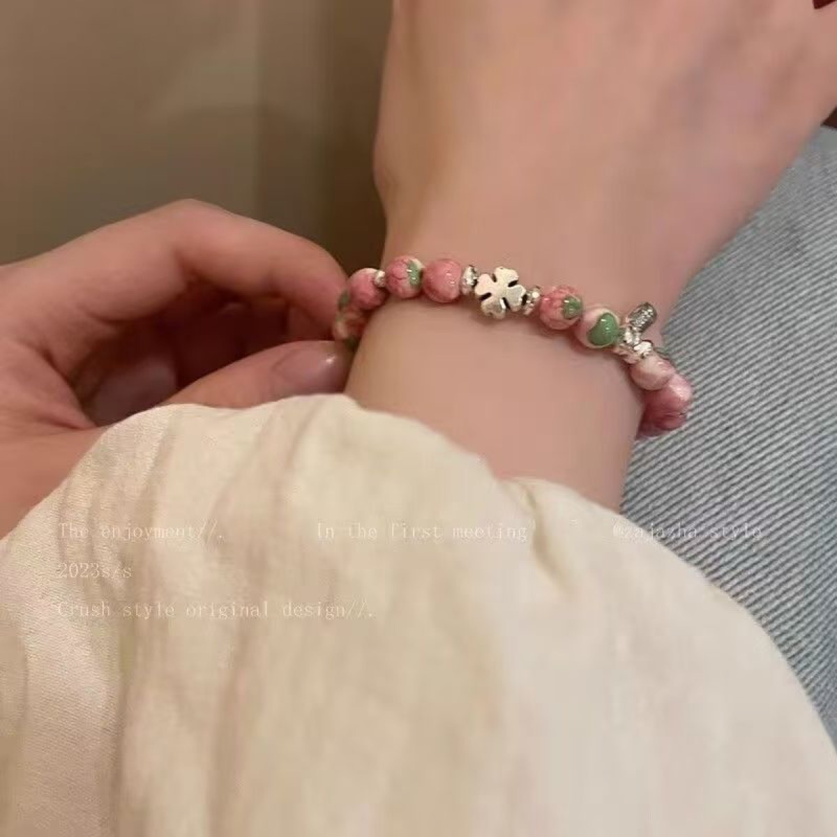 Sakura Pearl Bead Bracelet wrist styling thumbnail