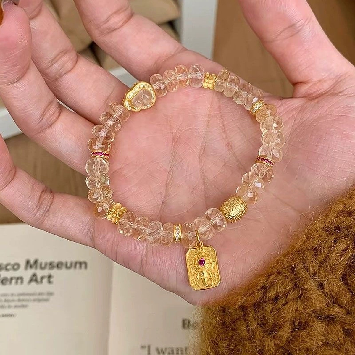 Wealth Rutile Bead Bracelet flat lay detail thumbnail