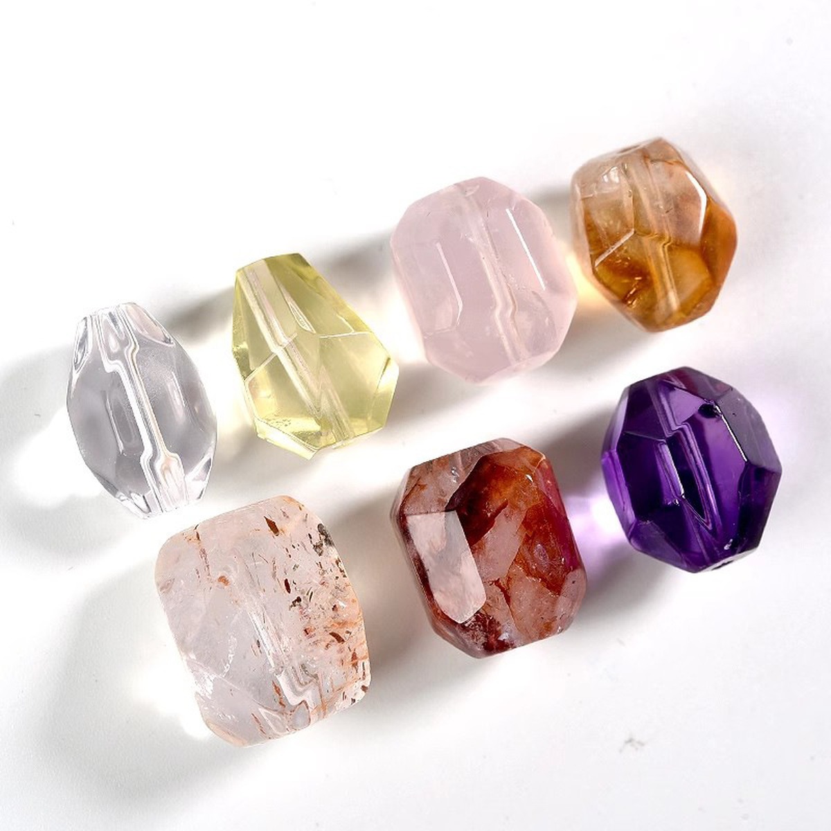 Multicolor Facet Bead Bracelet flat lay detail thumbnail
