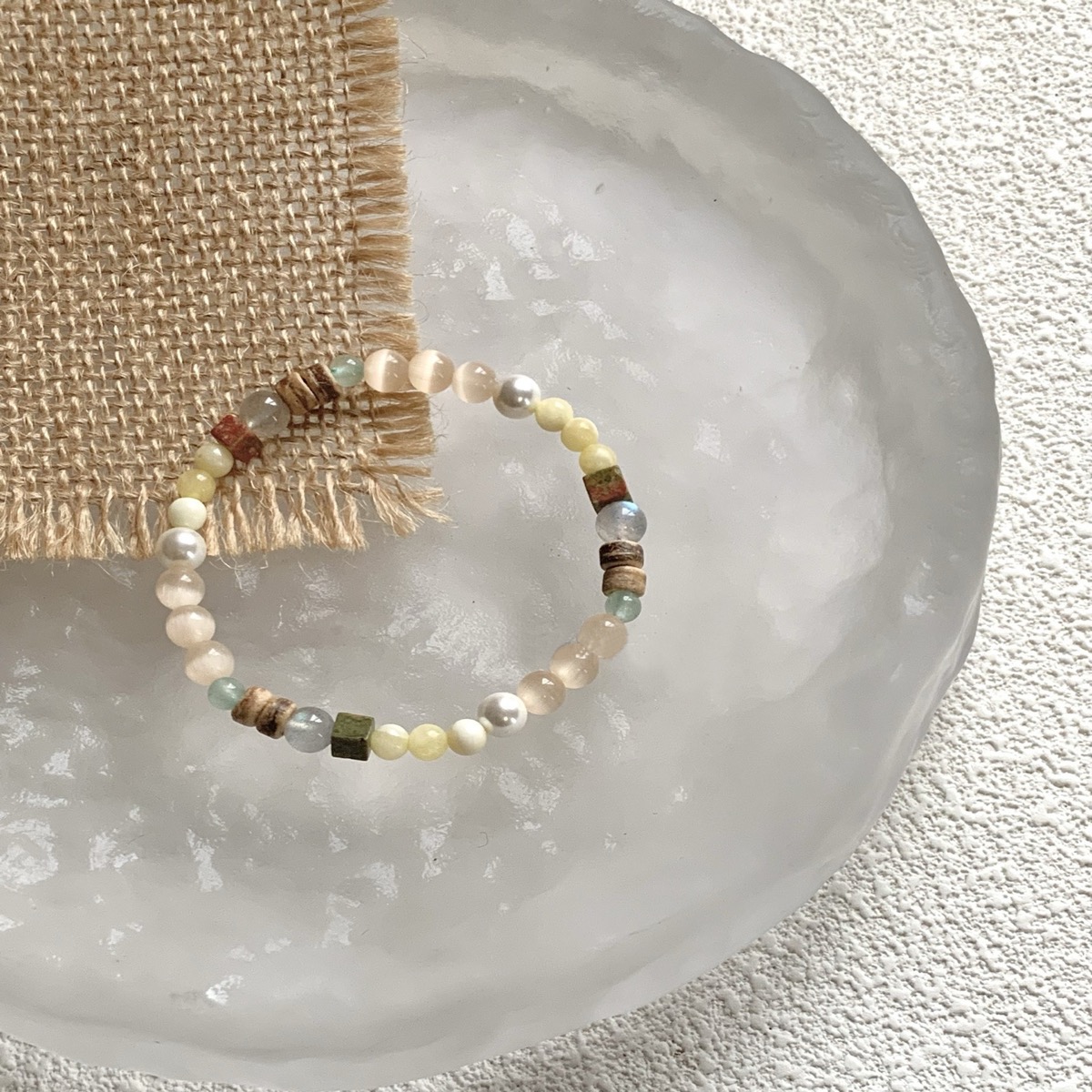 Soft Dawn Mixed Bead Bracelet wrist styling thumbnail
