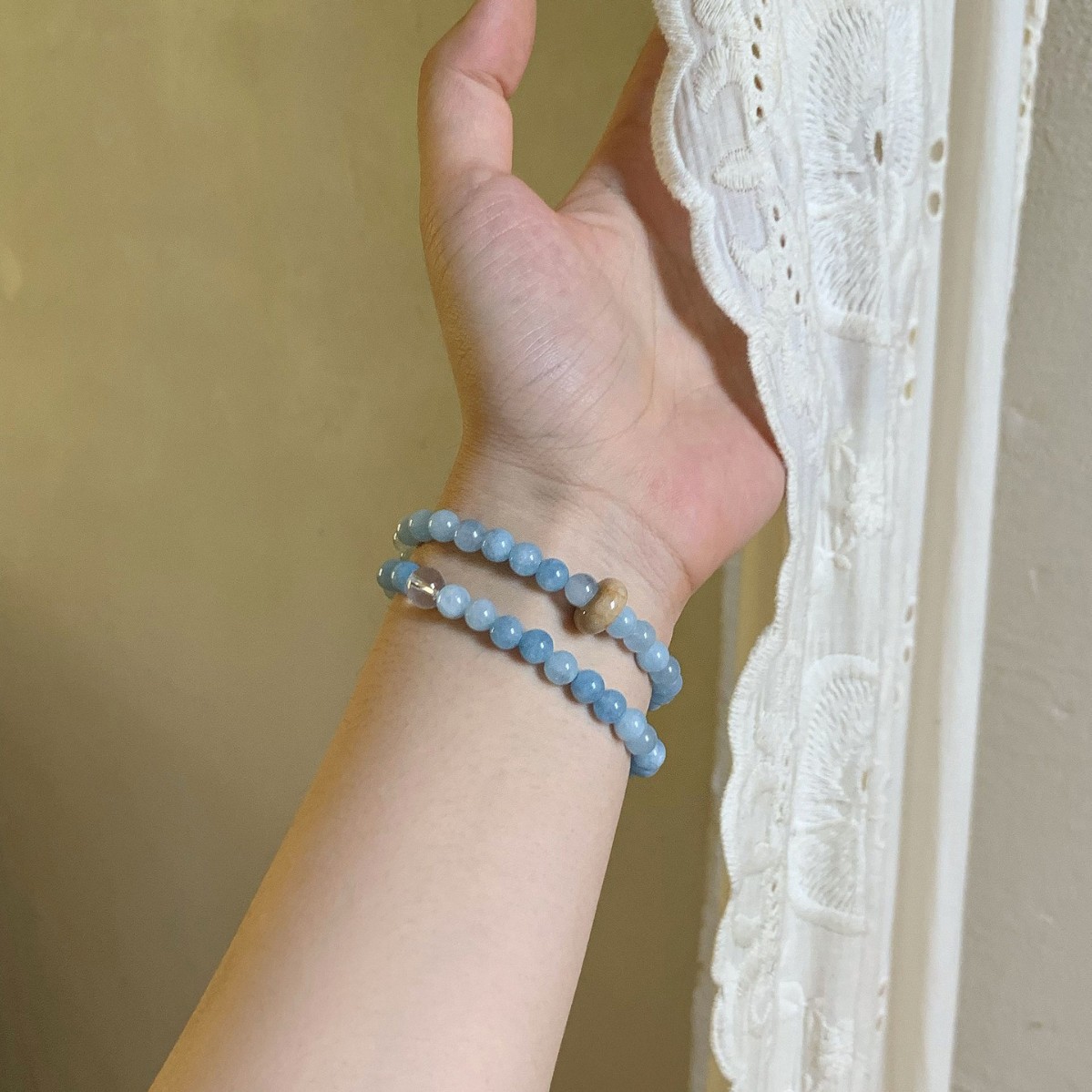 Sea Mist Double-Strand Bracelet flat lay detail thumbnail