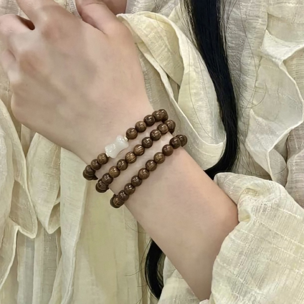 Earthwood Wrap Bead Bracelet wrist styling thumbnail
