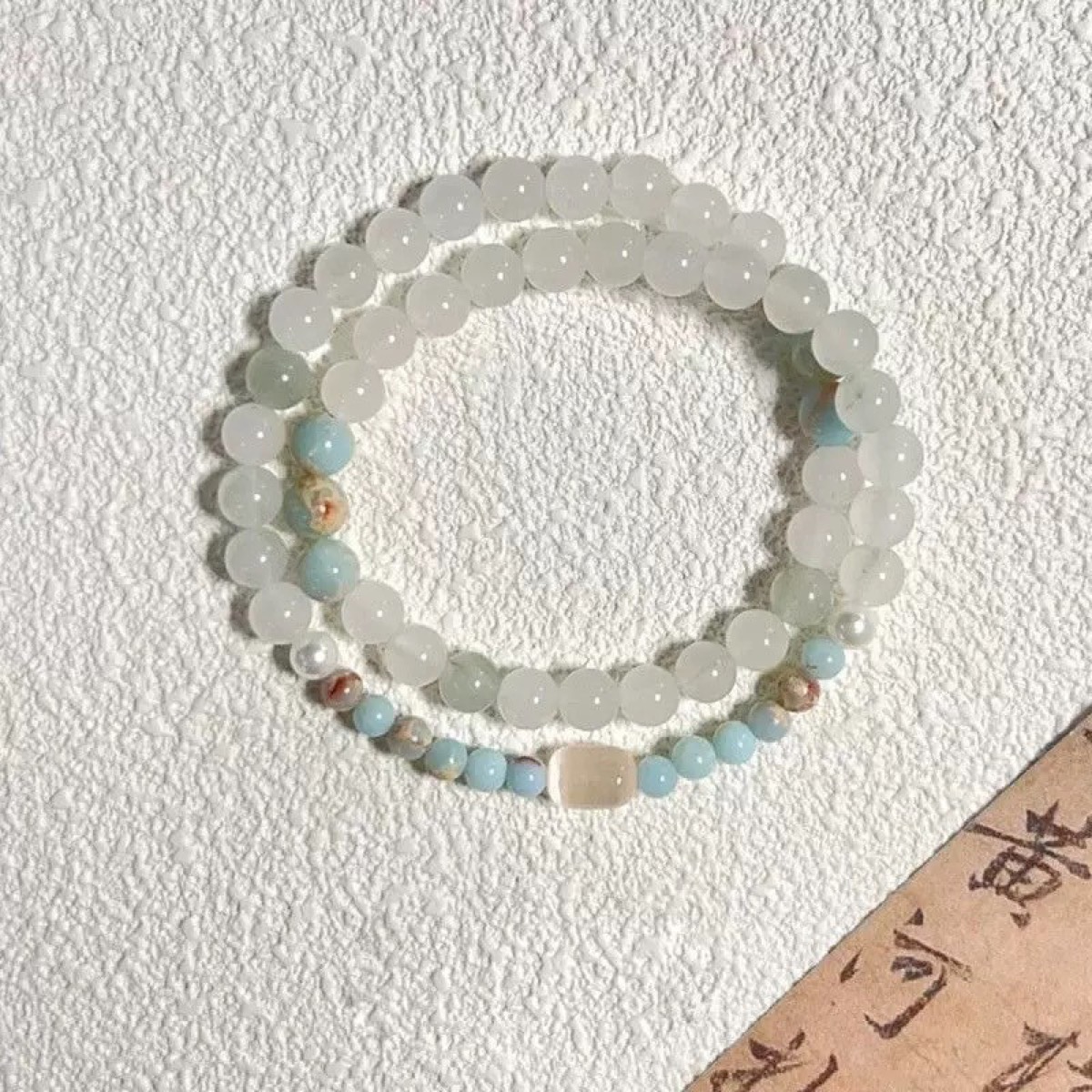 Sage Cloud Shell Stone Bracelet wrist styling thumbnail