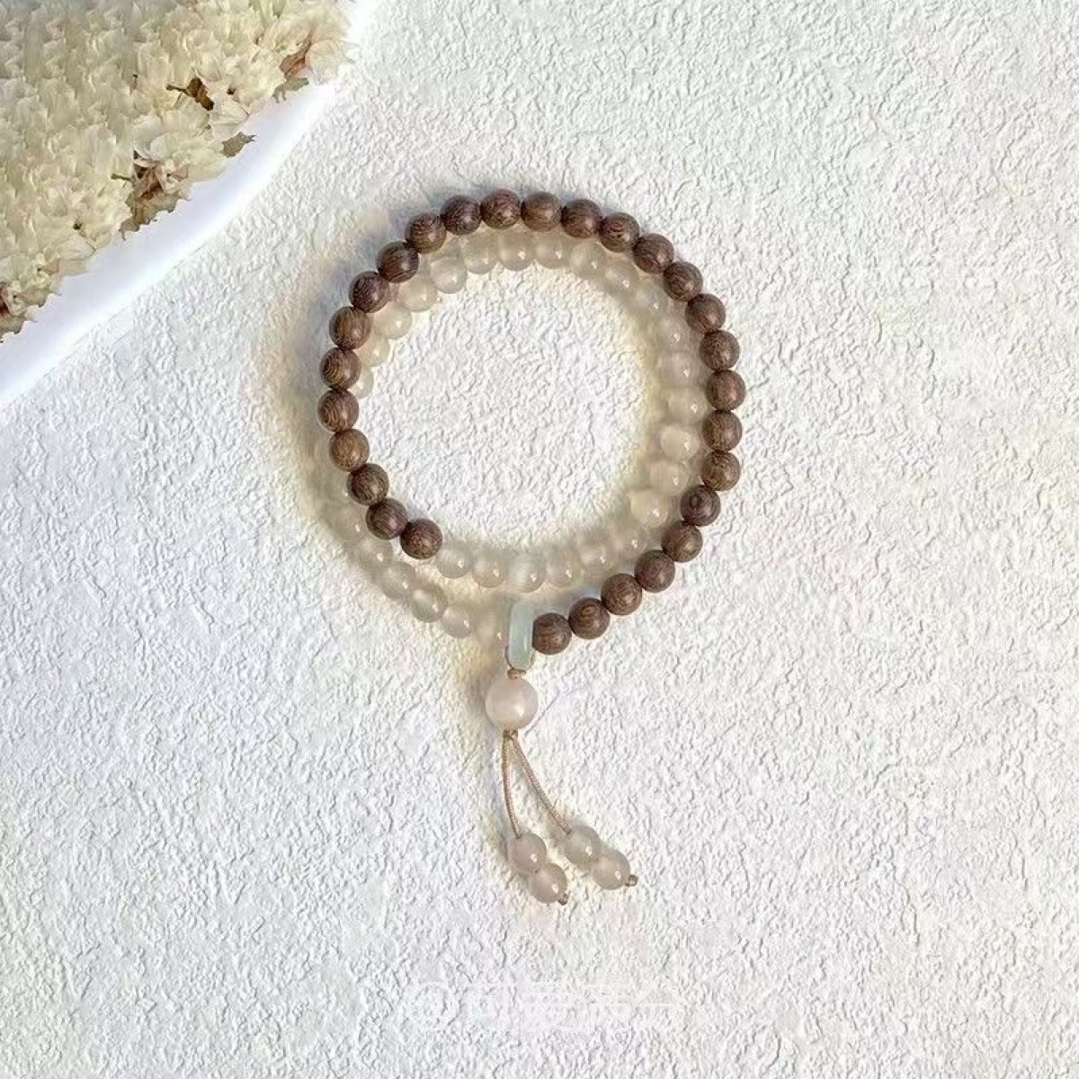 Tianshan Jade Double-Wrap Bracelet wrist styling thumbnail