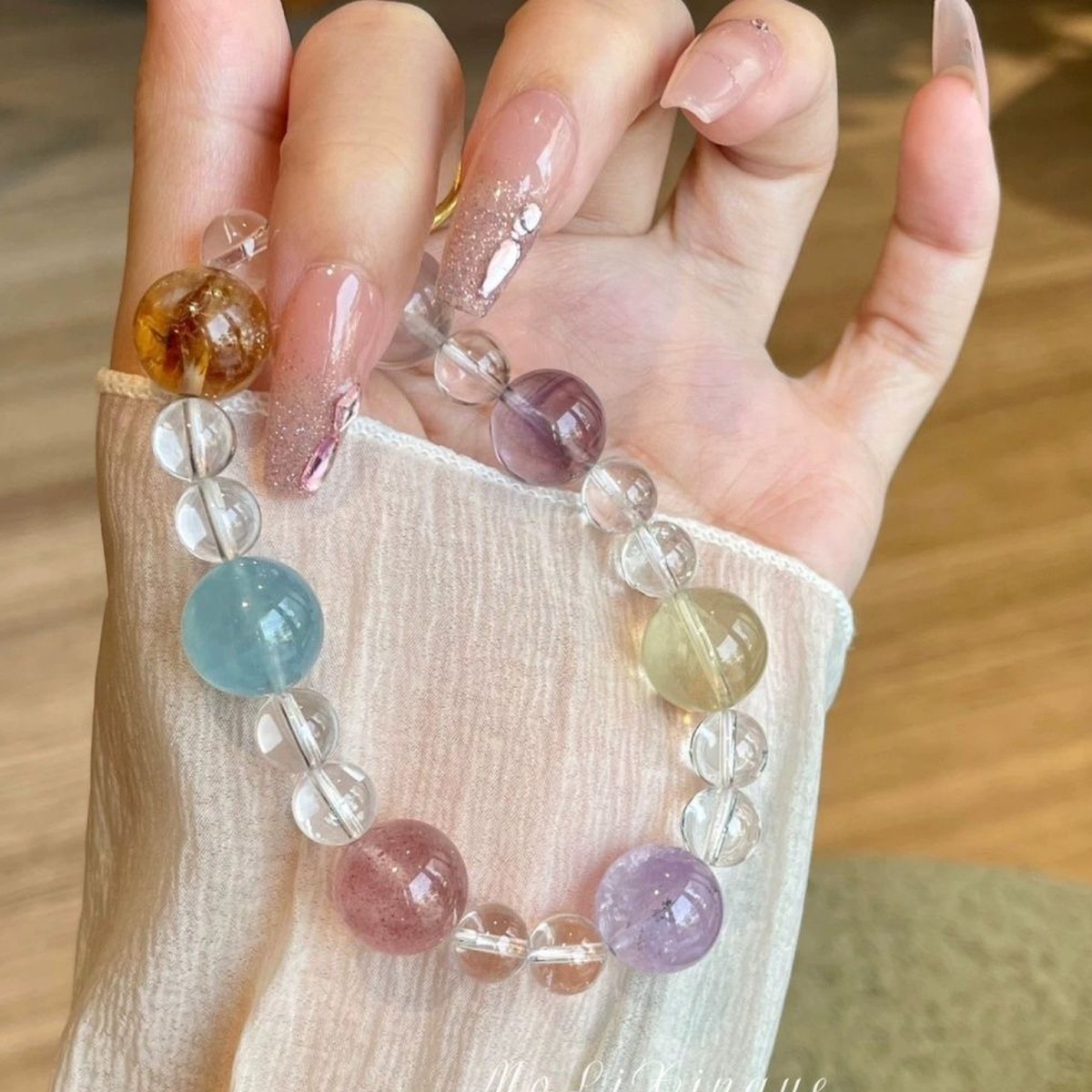 Pastel Prism Bead Bracelet wrist styling thumbnail