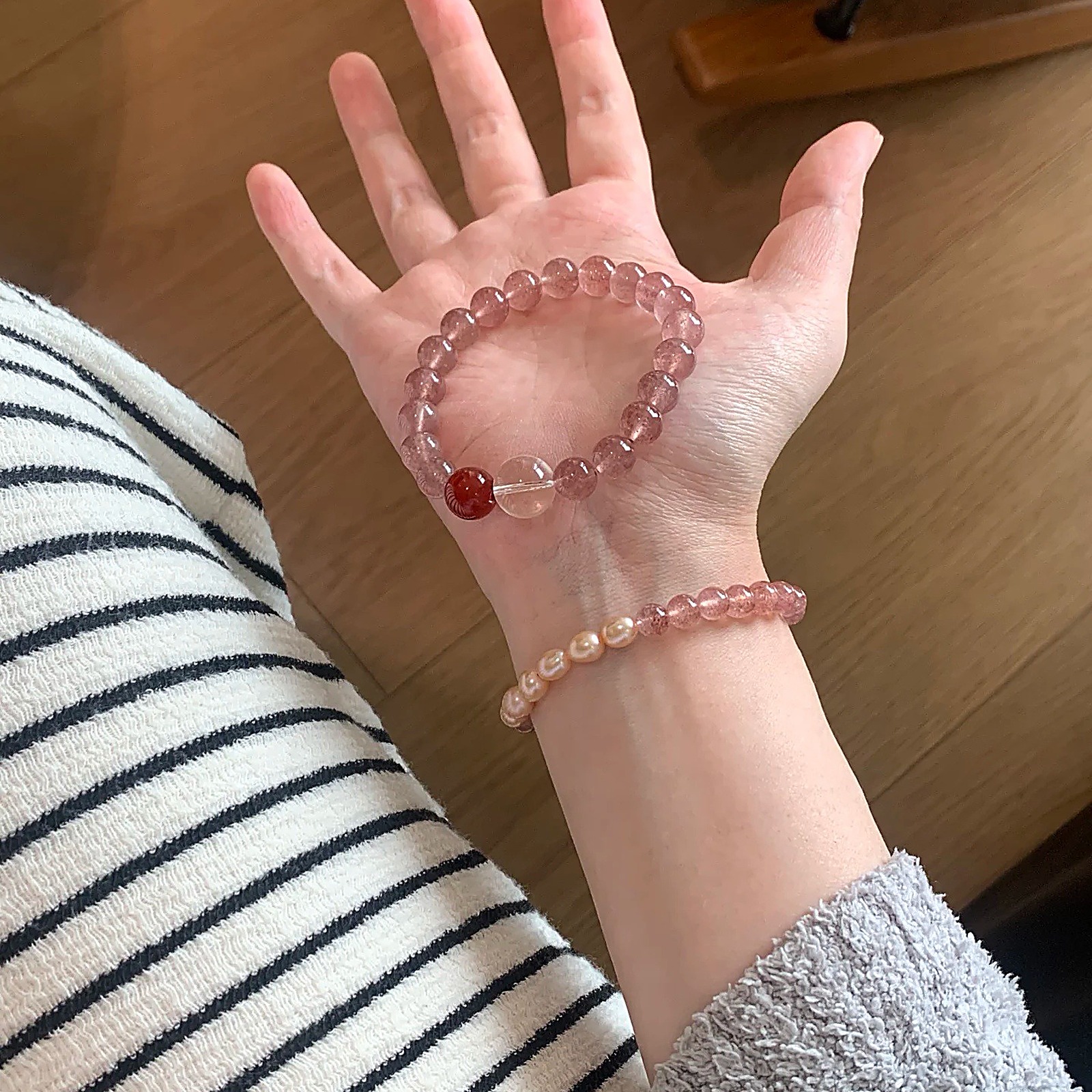 Soft Pink Strawberry Quartz Bracelet