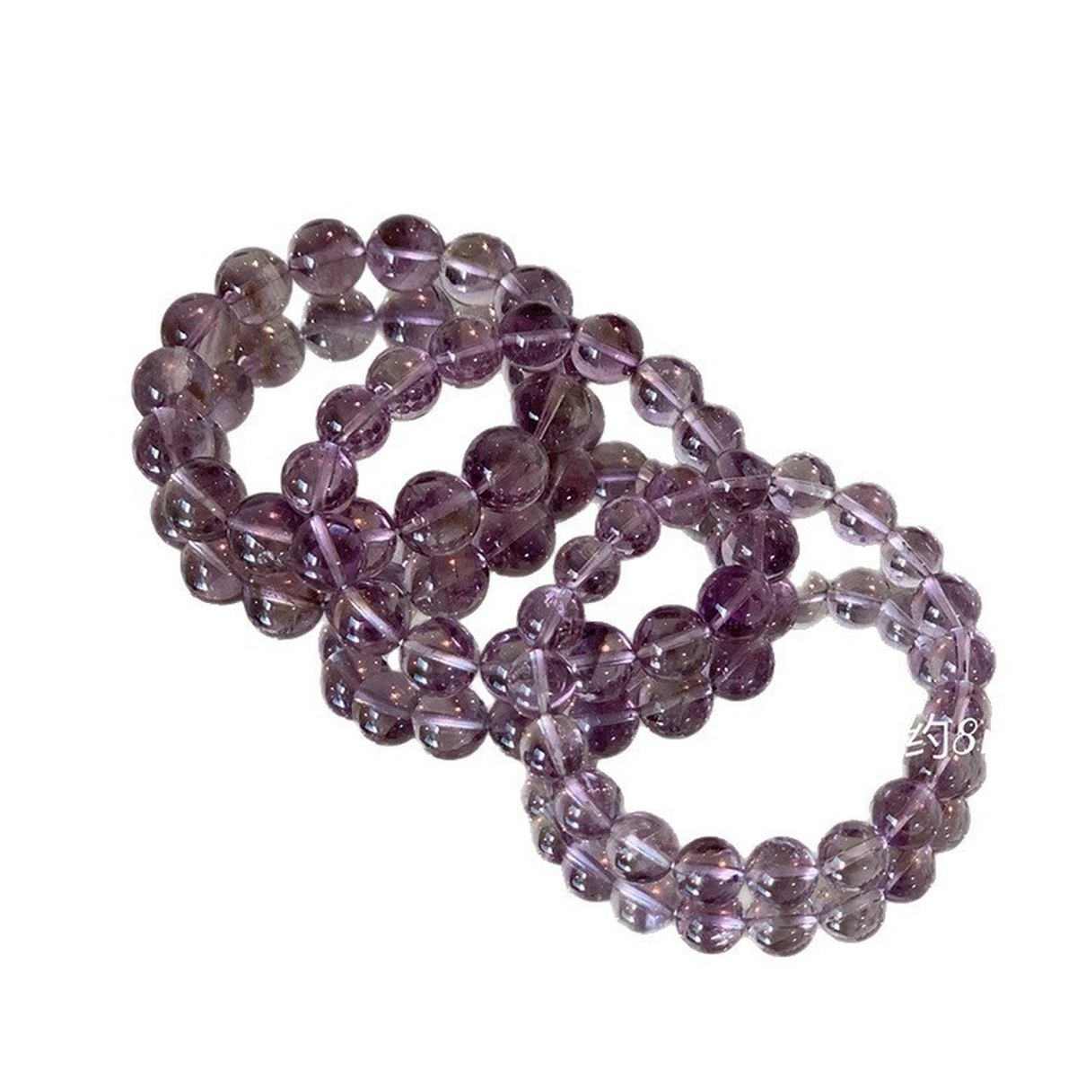 Purple Amethyst Bead Bracelet flat lay detail thumbnail