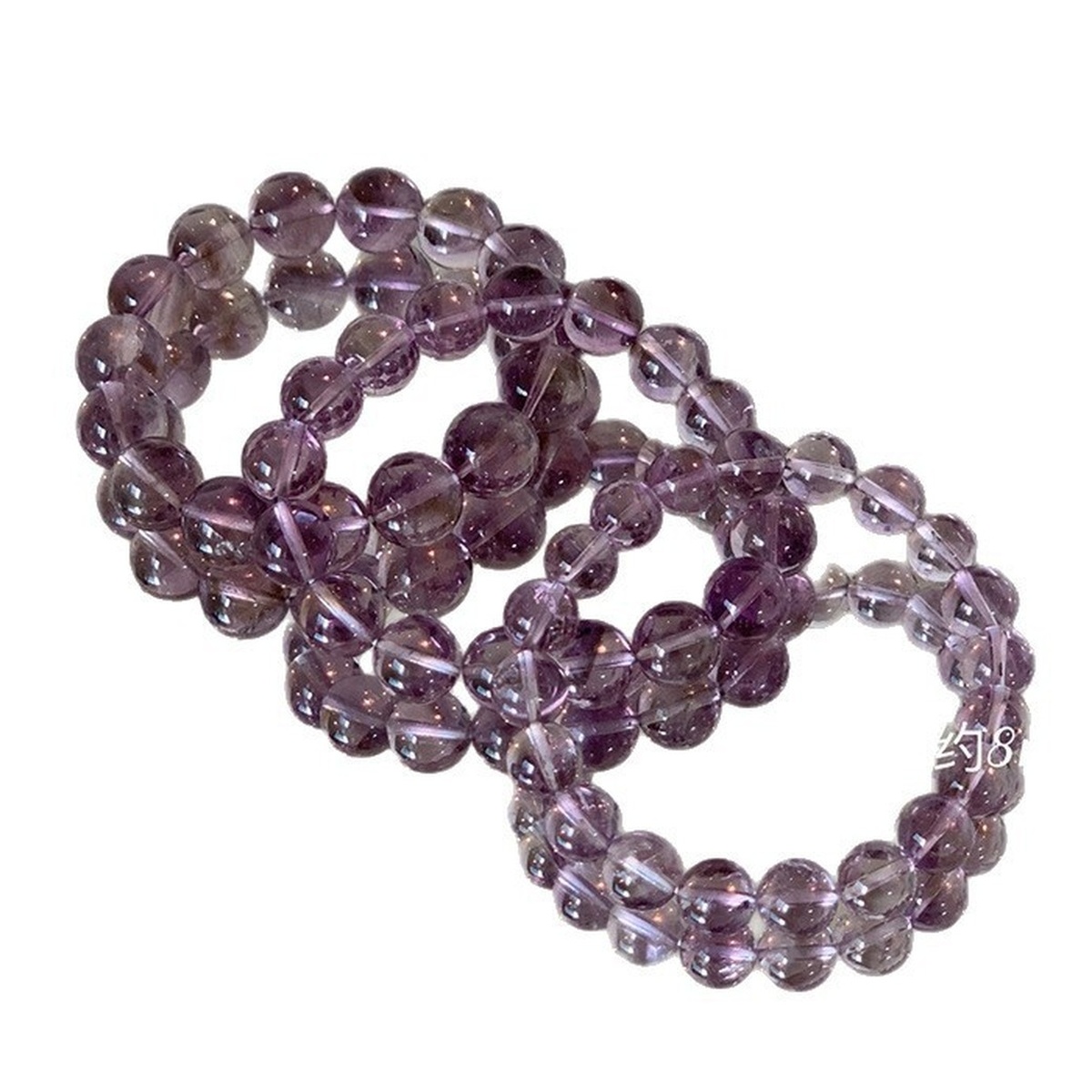 Purple Amethyst Bead Bracelet close bead detail thumbnail