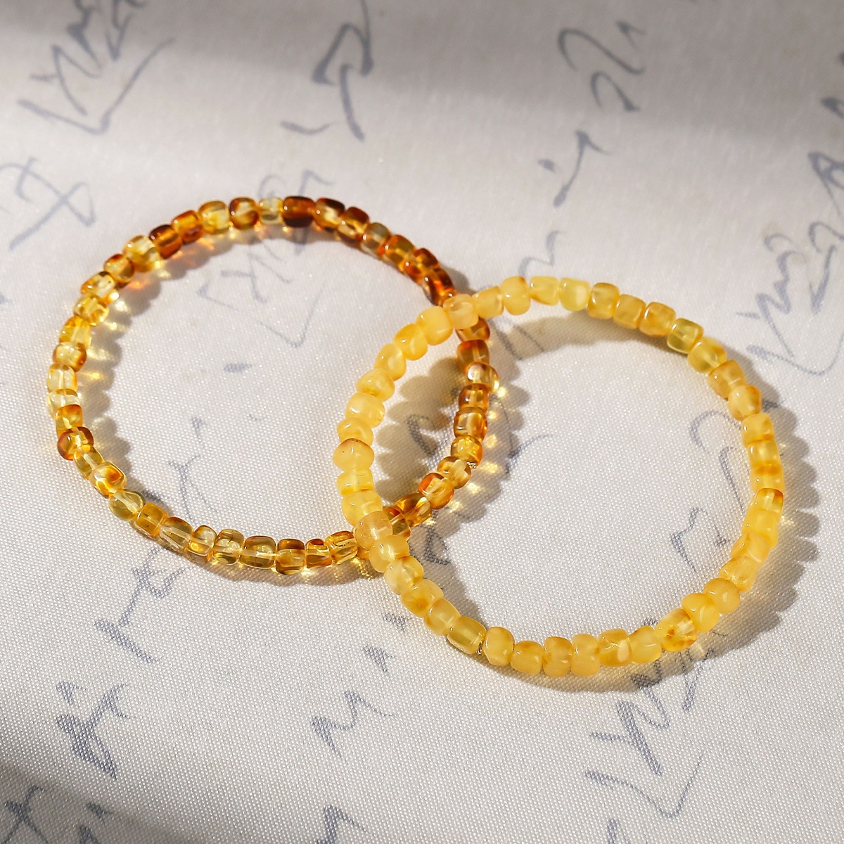 Golden Amber Bead Bracelet wrist styling thumbnail