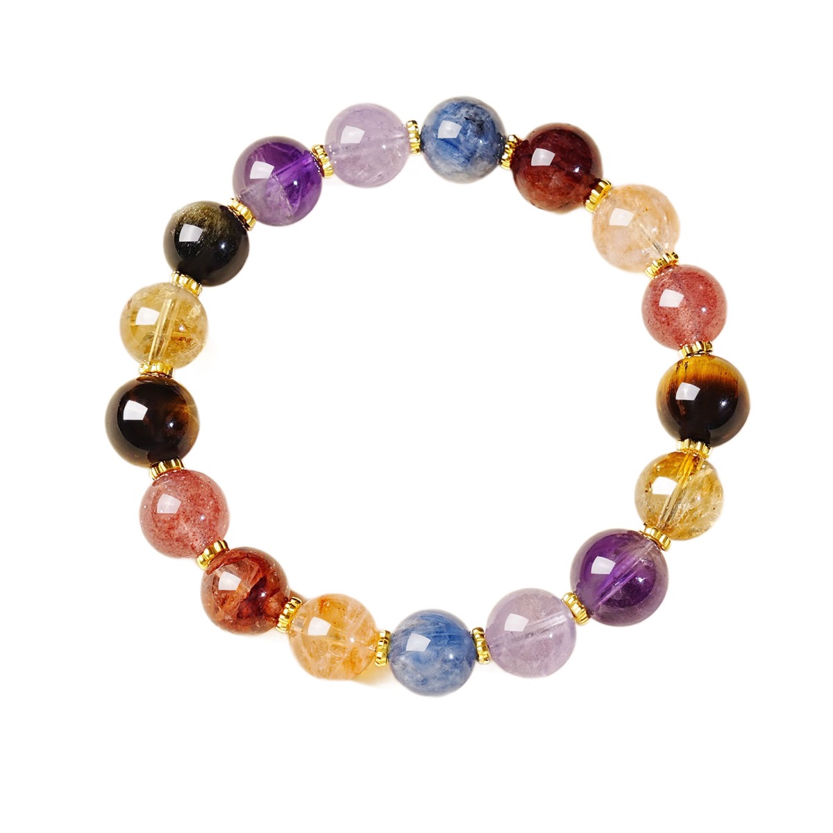 Mixed Color Stone Bead Bracelet close bead detail thumbnail
