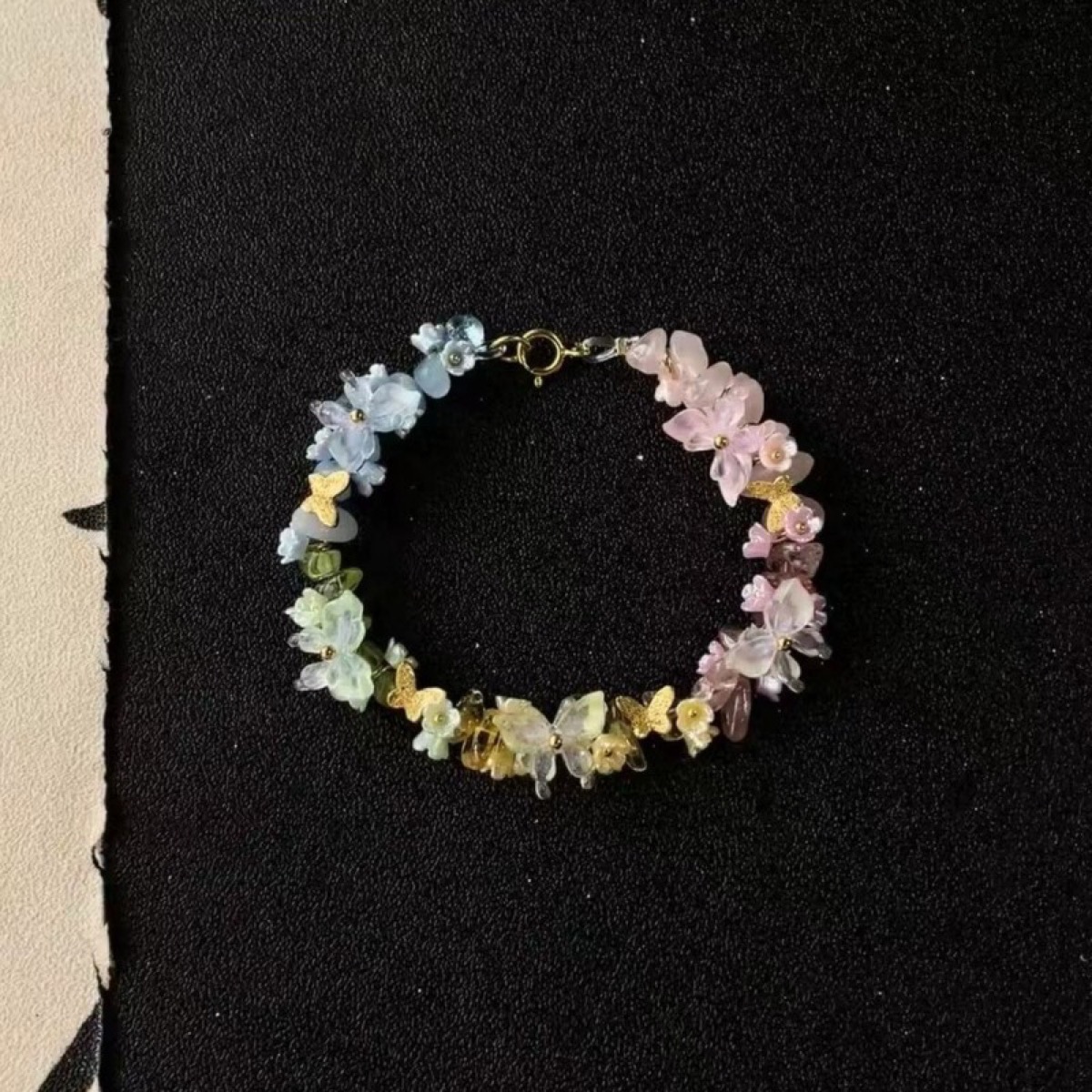 Rainbow Flower Chip Bracelet