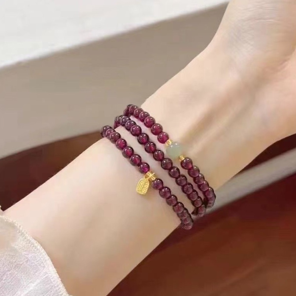 Burgundy Garnet Wrap Bracelet